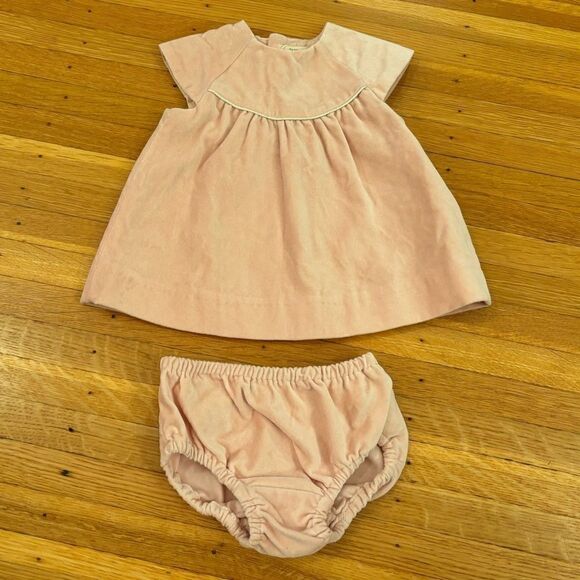 Zara light pink velour velvet dress and diaper cover NWT - Picture 1 of 6